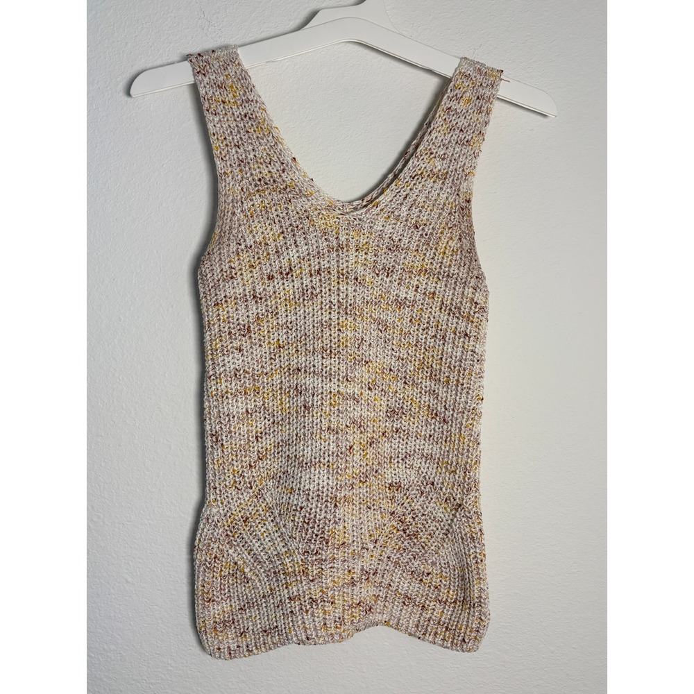 Loft Petites Multi Color Space Dye Knit V-Neck Tank Top Sweater Vest XXSP